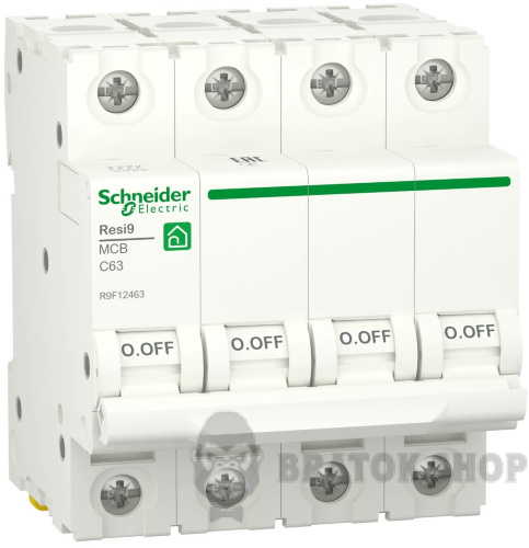 Автоматический выключатель 4P 63A C 6кА Schneider Electric Resi9 (R9F12463)