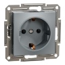 Розетка одинарна із заземленням Schneider Electric Asfora сталь EPH2900162