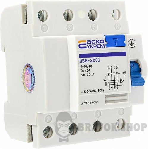 Дифреле ПЗВ 4P 40А 30мА АСКО-Укрем ПЗВ-2001 A0020010014