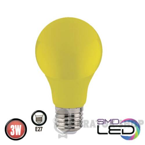 Лампа світлодіодна E27 3W 6400K A60 жовтий Horoz Electric SPECTRA 001-017-0003-021 у Києві