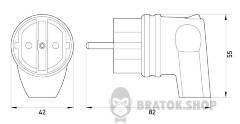 Вилка угловая каучуковая e.plug.rubber.angle.027.16, с ж/к, 16А