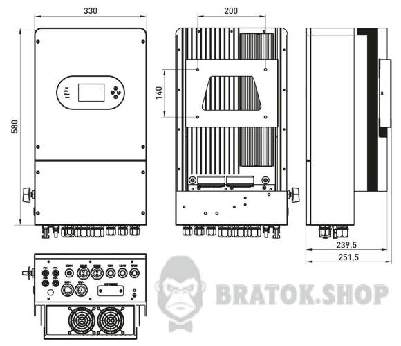 Инвертор гибридный однофазный e.inv.h1.industrial.48.6000 48/230В, 6000Вт i096001 в Киеве
