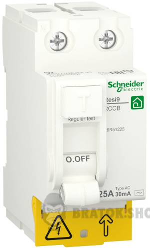 Автомат ПЗВ 2P 25А 30mА AC Schneider Electric Resi9 (R9R51225)