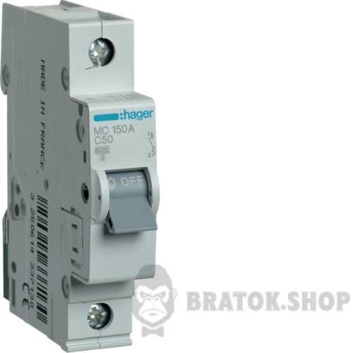 Автоматический выключатель 1P 50A C 6kA Hager MC150A