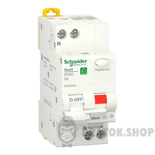 Дифференциальный автоматический выключатель 1P+N 6А C 30мА 6кА A Schneider Electric Resi9 R9D55606