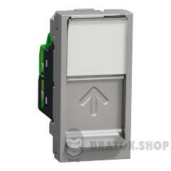 Розетка комп'ютерна RJ45, одинарна категорія 6 STP, 1 модуль алюміній