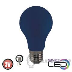 Лампа світлодіодна E27 3W 6400K A60 синій Horoz Electric SPECTRA