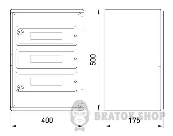 Корпус ударопрочный из АБС-пластика e.plbox.400.500.175.54m.tr, 400х500х175мм, IP65 с прозрачной дверцей и панелью под 54 модуля. CP5114 в Киеве