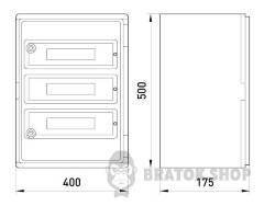 Корпус ударопрочный из АБС-пластика e.plbox.400.500.175.54m.tr, 400х500х175мм, IP65 с прозрачной дверцей и панелью под 54 модуля.