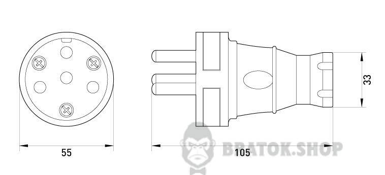 Силовая вилка переносная каучуковая e.plug.rubber.030.25, 4п. 25А s9100028 в Киеве