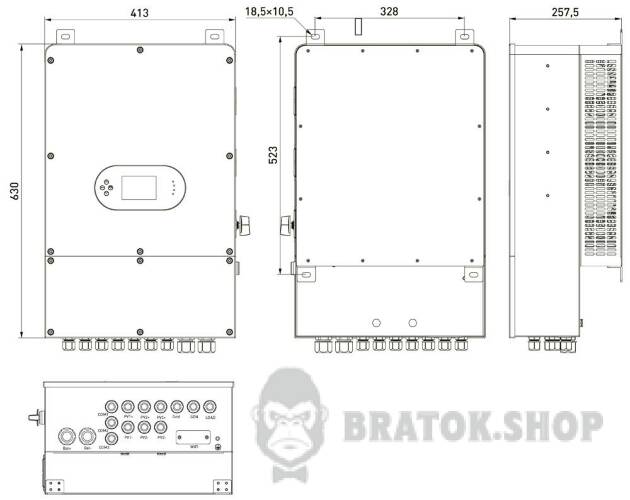 Инвертор гибридный однофазный e.inv.h1.industrial.48.12000 48/230В, 12000Вт i096004 в Киеве
