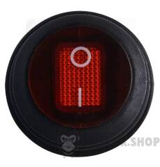KCD1-5-101NW R/B 220V Перемикач 1 клав.круглий вологозах. червоний з підсвічуванням