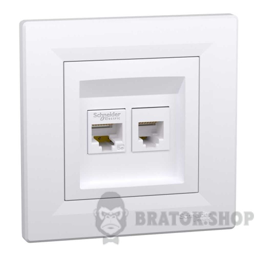 Розетка компьютерная RJ45 UTP 5E + RJ12 двойная Schneider Electric Asfora белый EPH4900121