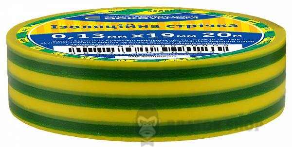 Изолента ПВХ 20м желто-зеленая 0.13/19мм АСКО-УКРЕМ A0150020009 в Сумах