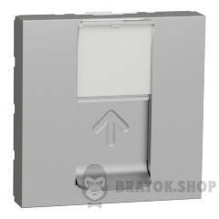 Розетка комп'ютерна RJ45, одинарна категорія 6 STP, 2 модулі алюміній