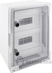 Корпус ударопрочный из АБС-пластика e.plbox.300.400.165.24m.tr, 300х400х165мм, IP65 с прозрачной дверцей и панелью под 24 модуля.
