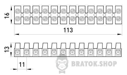 Клемна колодка ділима, 12груп  e.tc.stand.12.6, 6 А s016002