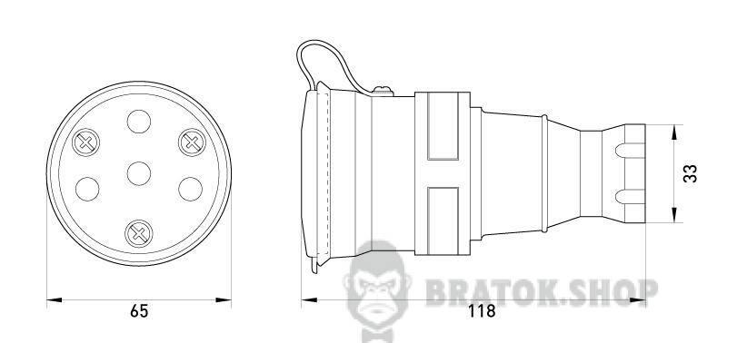 Силовая розетка переносная с защитной каучуковой крышкой e.socket.rubber.031.25, 4п., 25А s9100029 в Киеве