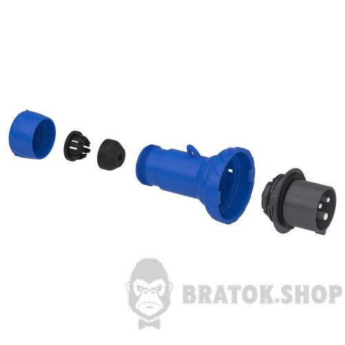 Кабельна вилка PratiKa, пряма, 16 A, 2P + E, 200-250 В AC, IP67 PKE16M723 у Києві