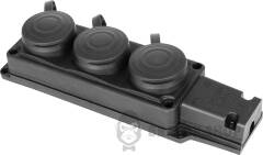 Розетка тройная с защитной крышкой каучуковая e.socket.rubber.029.3.16, с ж/к, 16А