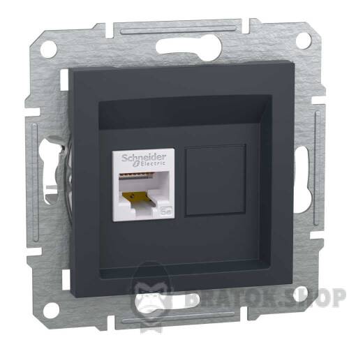Розетка компьютерная RJ45 UTP 5E одинарная Schneider Electric Asfora антрацит EPH5000171
