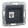 Розетка компьютерная RJ45 UTP 5E одинарная Schneider Electric Asfora антрацит EPH5000171