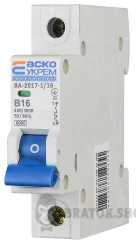Автоматичний вимикач 1p 16A B 6kA АСКО-УКРЕМ ВА-2017 A0010170051 у Сумах