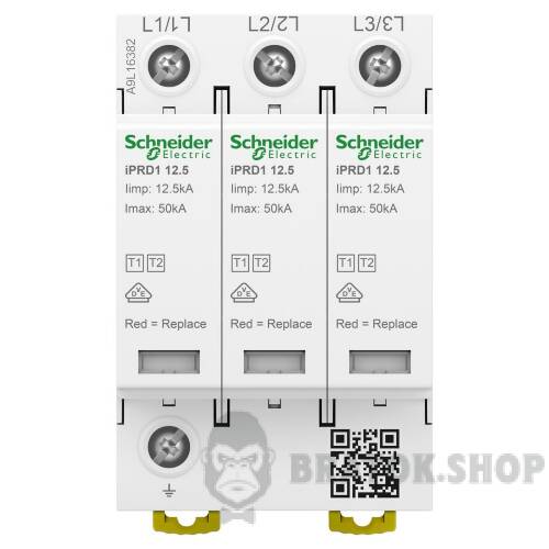 ОБМЕЖ.ПЕРЕН.iPRD1 12.5r 3P 50kA Тип 1+2 зі змін.картридж. та можл. Моніторингу A9L16382