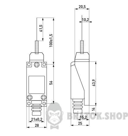 Вимикач кінцевий e.limitswitch.08 важіль-ексцентрик зі стрижнем s0070012 у Києві