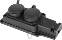 Розетка двойная с защитной крышкой каучуковая e.socket.rubber.029.2.16, с ж/к, 16А