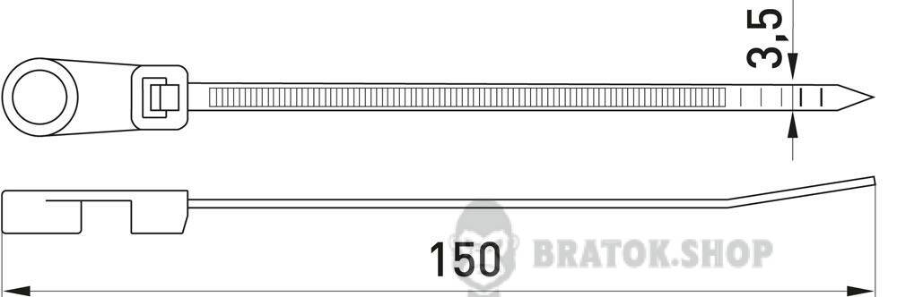 Стяжка кабельна e.rct.stand.150.3.5 з кільцем 150х3,5 мм (100 шт.)