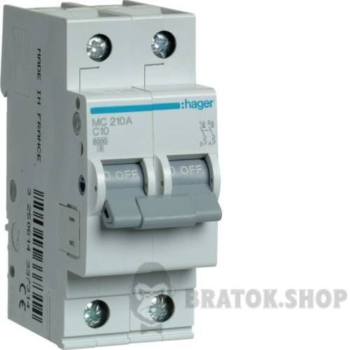 Автоматический выключатель 2P 10A C 6kA Hager MC210A в Сумах