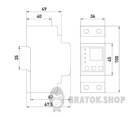 Реле контроля напряжения и тока однофазное 63А с индикацией e.control.pro.vcm63 p0690103 в Киеве
