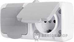 Розетка двойная e.aqua.1232.grg с ж/к, для наружного монтажа, IP54, серый