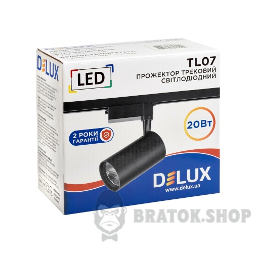 Трековий світильник LED 20 Вт 36° 4000K DELUX TL07 чорний