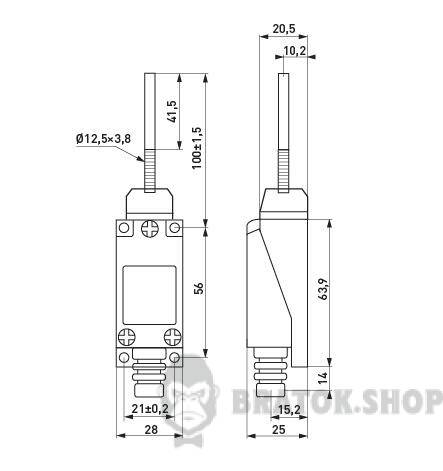 Вимикач кінцевий e.limitswitch.07 важіль-ексцентрик з пластиковим кінцем s0070011 у Києві