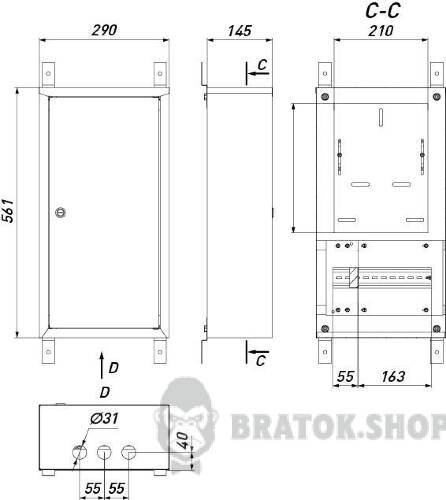 Корпус учета металлический e.mbox.pro.n.f3.12 IP31 навесной под 3ф счетчик, 12 модулей  p0100222 в Киеве