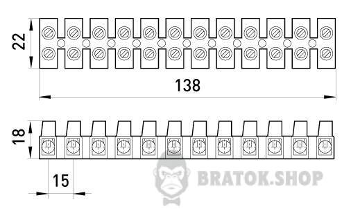 Клемна колодка ділима, 12груп  e.tc.stand.12.14, 16 А s016004
