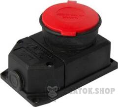 Силовая розетка стационарная с защитной каучуковой крышкой e.socket.rubber.315.25, 4п., 25А