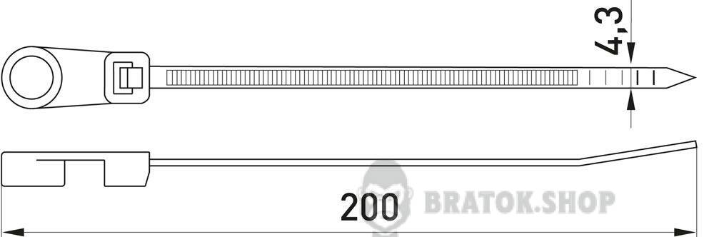 Стяжка кабельна e.rct.stand.200.4.3 з кільцем 200х4,3 мм (100 шт.)