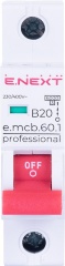 Модульний автоматичний вимикач e.mcb.pro.60.1.B 20 new, 1р, 20А, В, 6кА, new