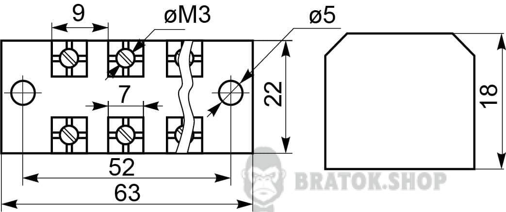 Клемна колодка прохідна 15A/5 АСКО-Укрем TB1505 A0130050003