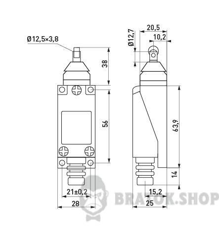 Вимикач кінцевий e.limitswitch.06 штовхач з вертикальним роликом s0070010 у Києві
