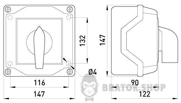 Пакетный переключатель LK40/3.323-ОВ/45 в корпусе, 3p, 1-0-2, 40А, IP44 8634-200 в Киеве
