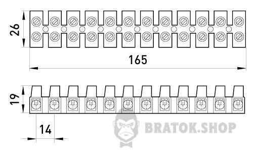 Клемна колодка ділима, 12груп  e.tc.stand.12.16, 30 А s016007