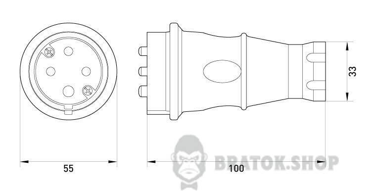 Силовая вилка переносная каучуковая e.plug.rubber.060.16, 4п., 16А s9100035 в Киеве