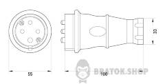 Силовая вилка переносная каучуковая e.plug.rubber.060.16, 4п., 16А