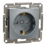 Розетка одинарна із заземленням Schneider Electric Asfora сталь EPH2900262