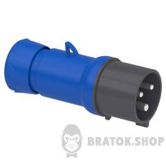 Кабельна вилка PratiKa, пряма, 32 A, 2P + E, 200-250 В AC, IP44