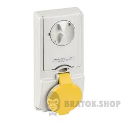 Unika interlocked socket - 16 A - 2P + E - 100...130 V AC - IP44 - panel